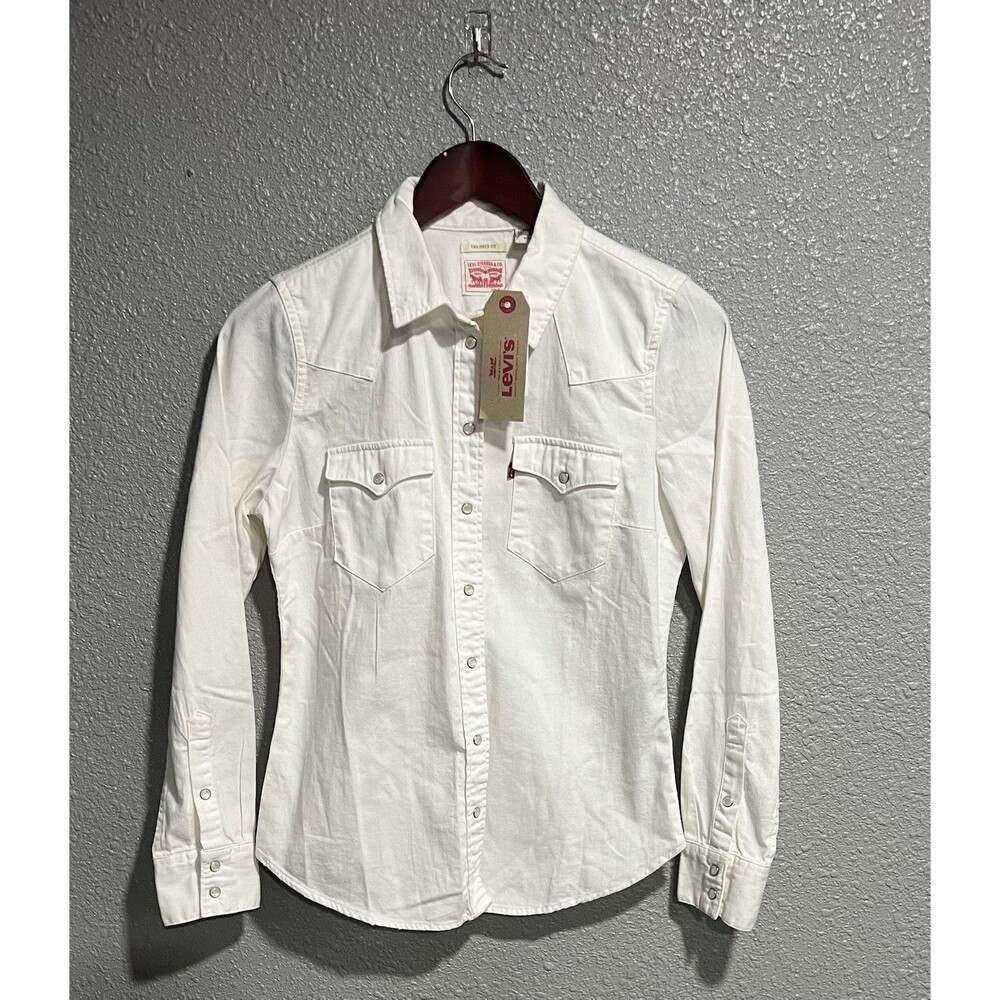 Levi's Ultimate Western Shirt S Women's Icy Ecru Point Collar Snap Button